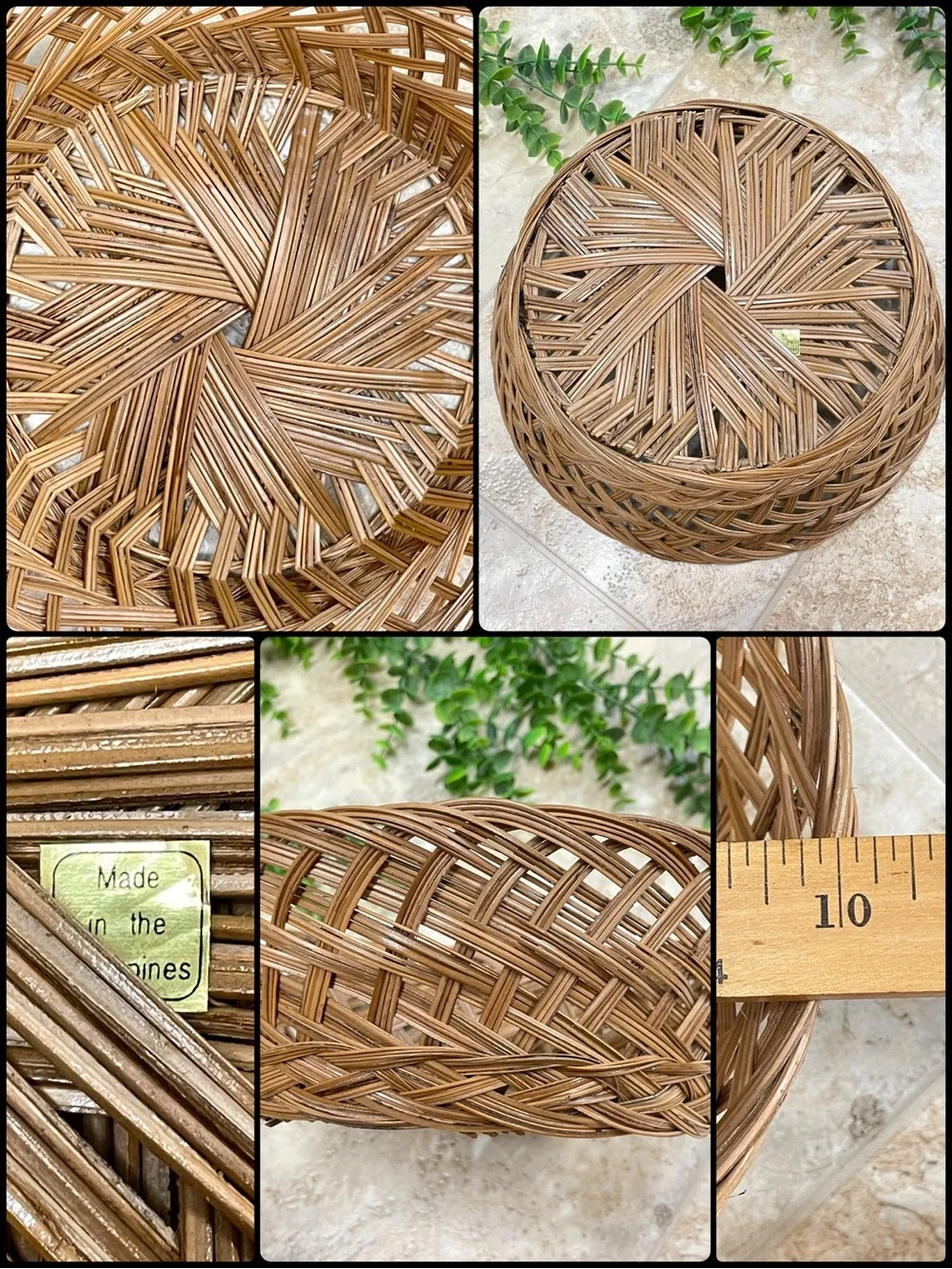 Vintage 6 Pc Woven Wicker Rattan Basket Wall Decor Set Boho Cottagecore